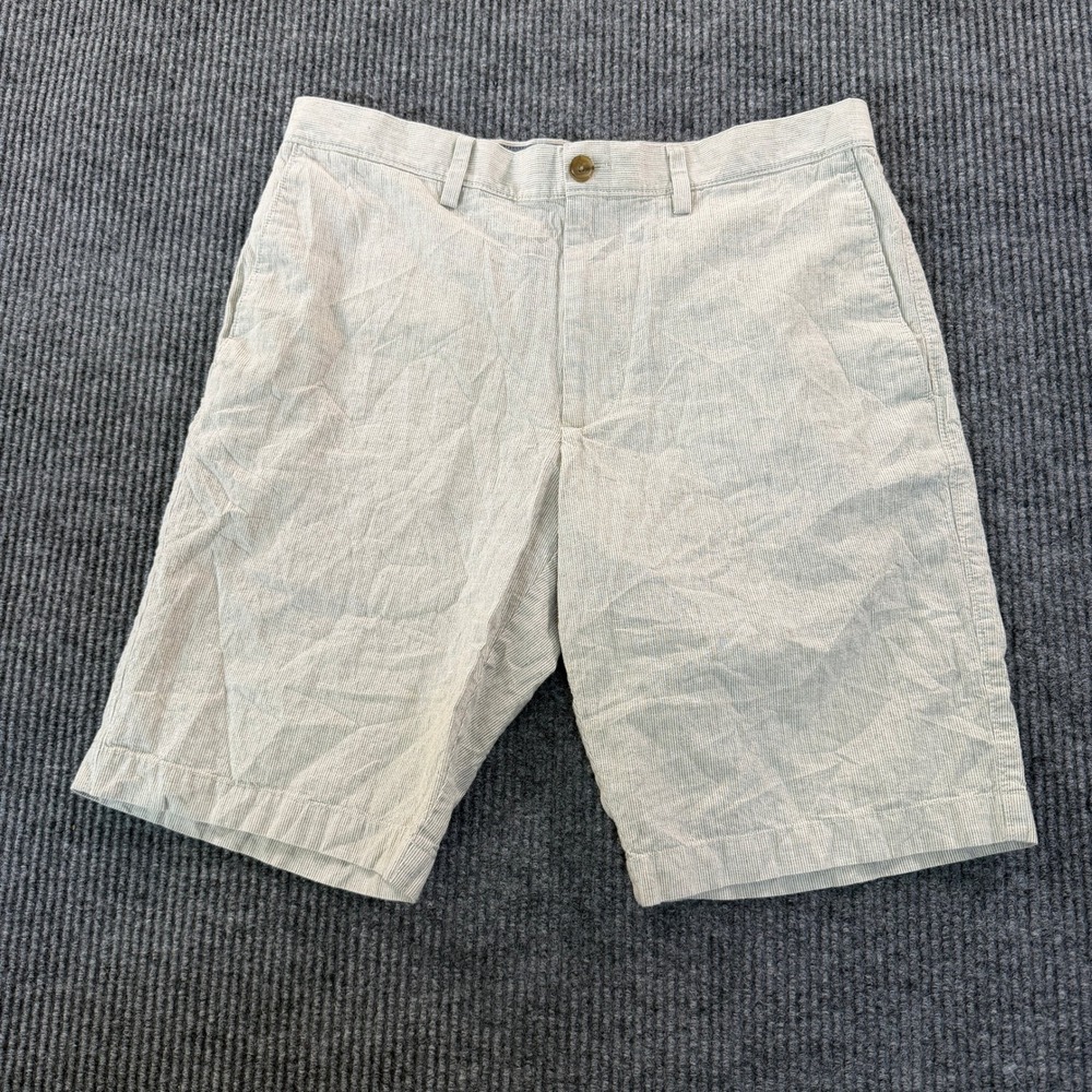 Banana Republic Mens Chino Shorts 32 Blue White Micro Stripe Seersucker Style
